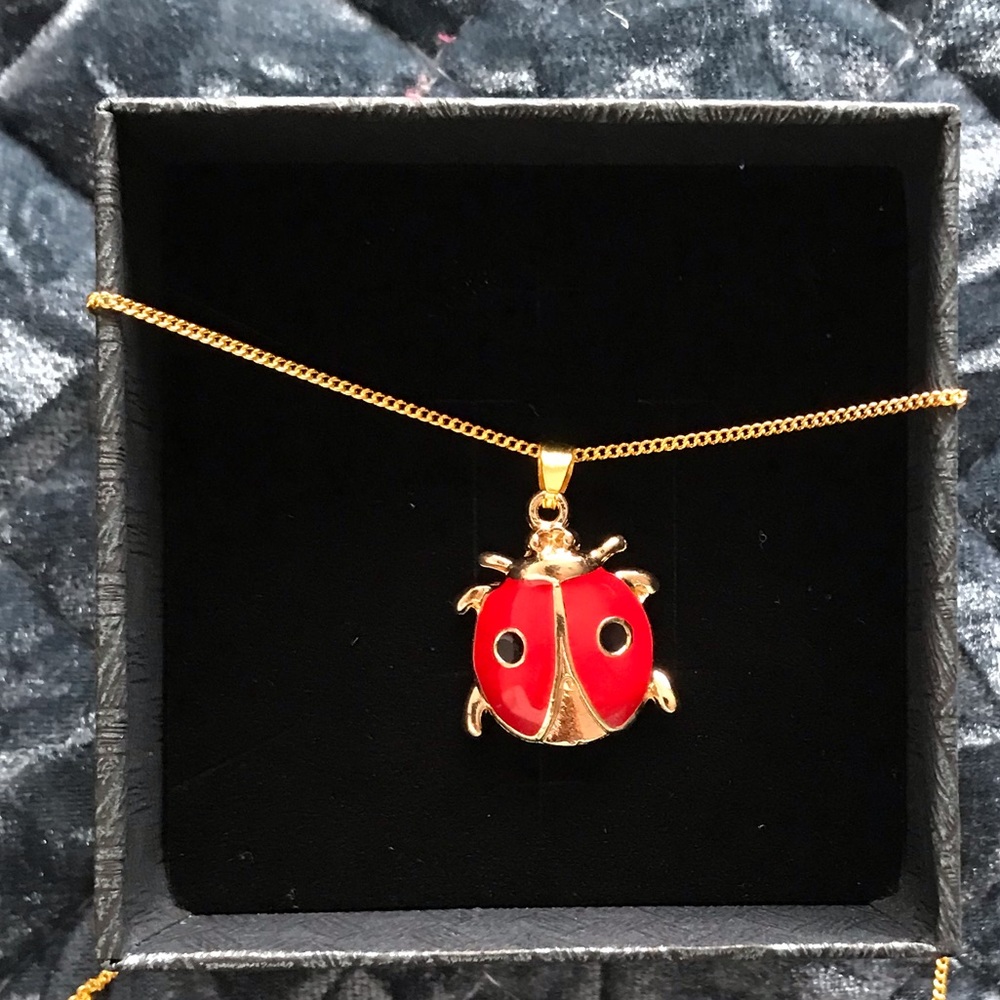 🎀New With Tags Red Beetle Golden Plated Ladies Necklace 45CM Chain Size